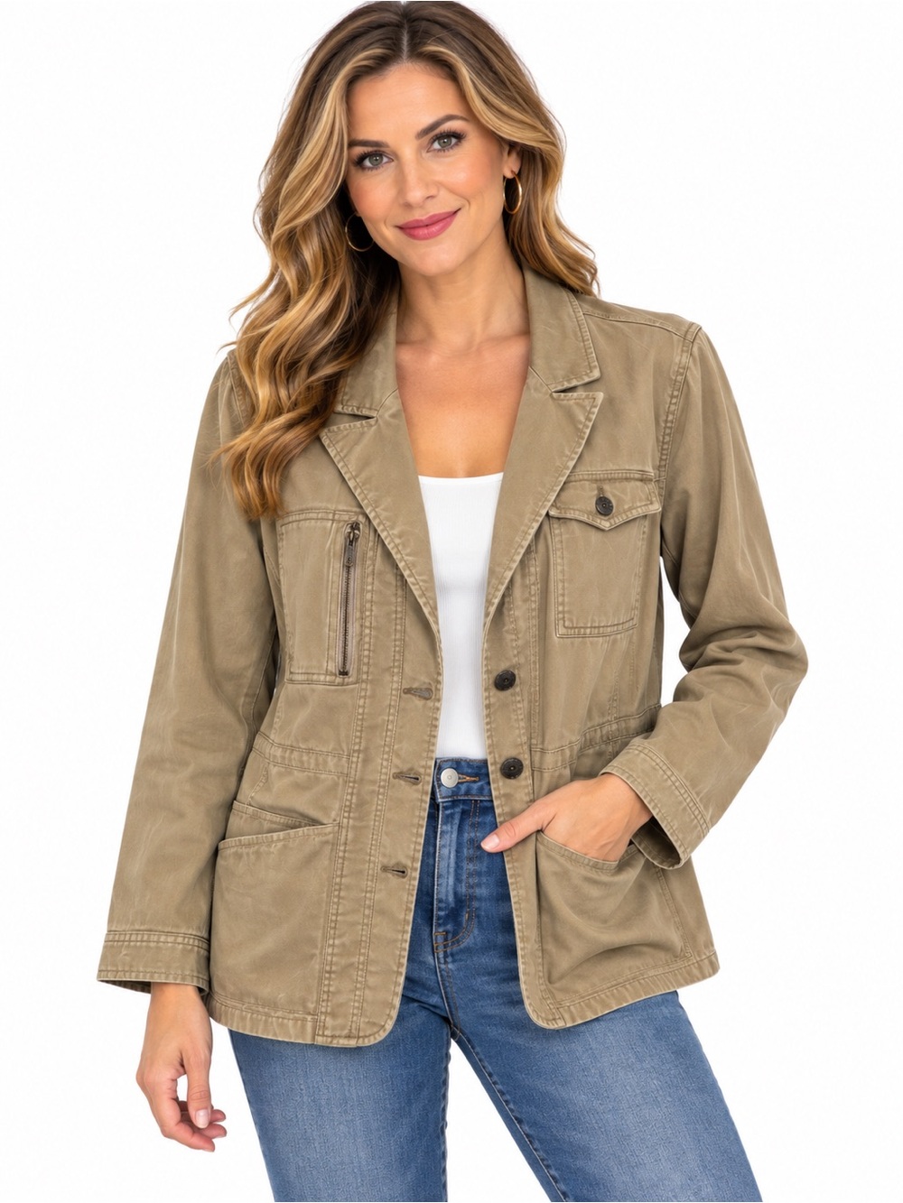 Avenue Tan Jean Jacket Size 18/20 NWT